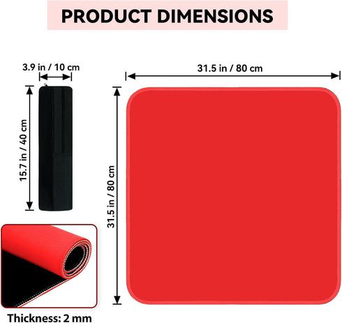 31.5" 31.5", Red Mahjong Mat x NonSlip NoiseReduction Table Cover for Mahjong, Poker, Cards, Dominoes & Board Games