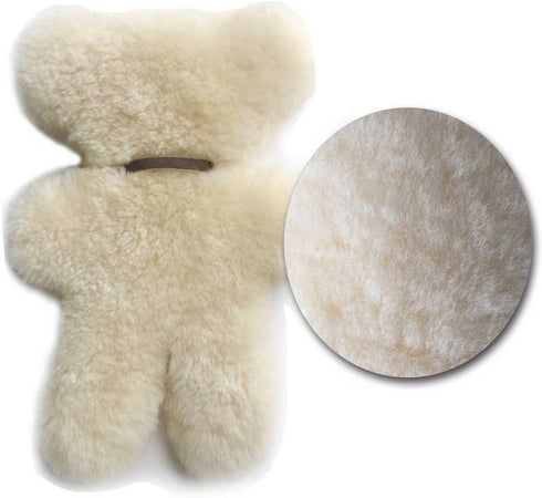 funlife 100% Australian Soft Lambskin Flat Teddy Bear for Baby Birthday Gift, Cream