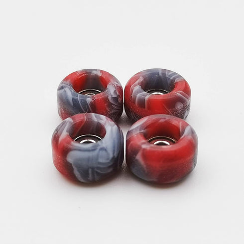 Fingerboard Wheels with Bearing, CNC Lathed Swirl Color New Material (Red Mix)