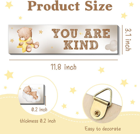 MJSXY Boy,4PCS Bear Nursery Wall Decor,Wooden Bear Wall Art for Baby Cute Boy Room Decor for Nursery Themes Bathroom