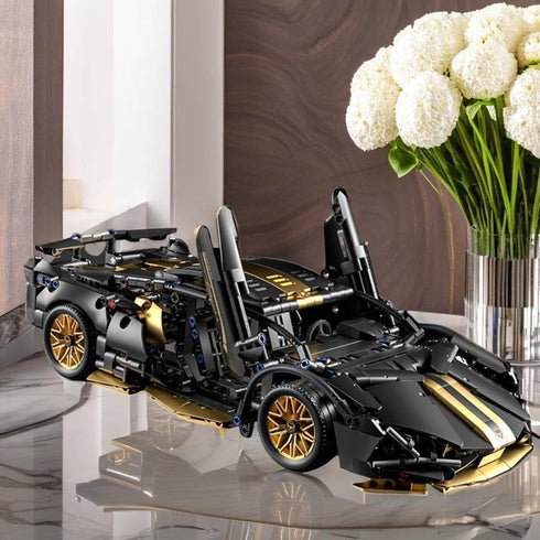 Sport Car Building Block Sets for Adults, 1:14 Race Car with LED Collectible Model Scale Engineering Toys Birthday