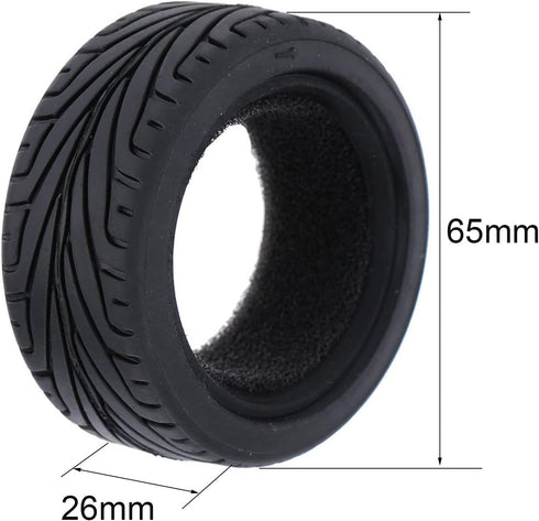 4PCS 1:10 RC Tires and Plastic Wheels Rims for 1/10 Scale On Road Touring Racing Drift Car, Traxxas HSP HPI Tamiya