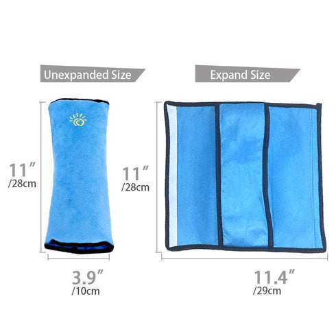 2PC Blue Seat Belt Pillow for Kids - Carseat Pillow Protector for Toddler Travel and Kids Seat Belt Covers