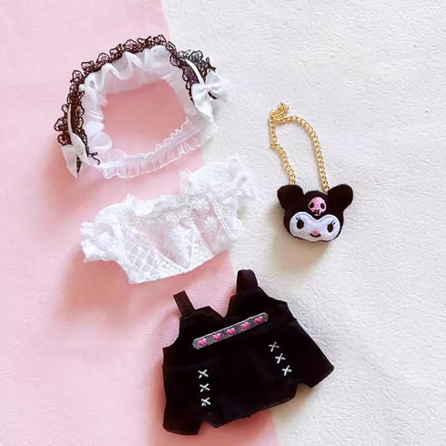 niannyyhouse 20cm Plush Doll Clothes Loose Headwear, White Shirt, Black Skirt, Backpack for 8in Plush Toy