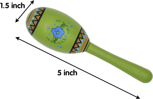 12 6 JOYIN Mini Wooden Fiesta Maracas Designs Noisemaker for Mexican Fiesta, Cinco De Mayo Party Favors, Musical Fun