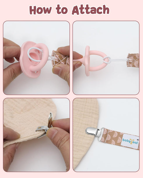 8 Pack 8PBM25-B Rainbow Pacifier Clips, Binky Paci Holder Clips Fits for Most Pacifiers and Binkies