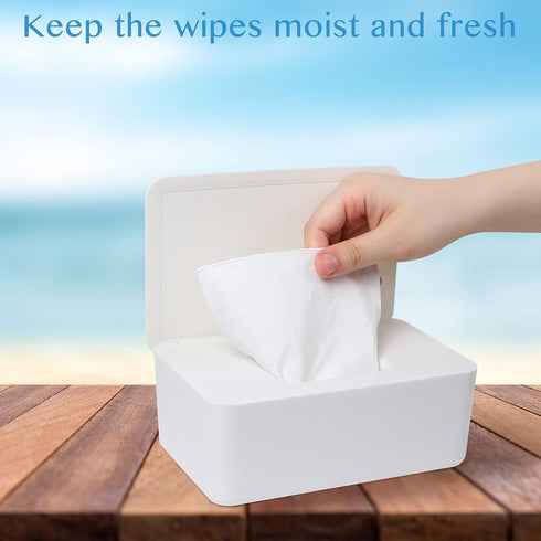 MIKIMIQI 2 Pack Wet Wipes Storage Box, Wipes Dispenser Holder Tissue Storage Boxes Case with Lid Diaper Wipes Dispenser
