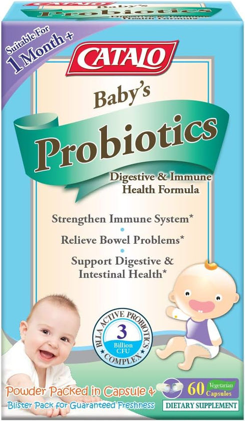 Immune 1 3 60 CATALO Baby's Probiotics, Digestive & Health Formula, Month+, Billion CFU, Vegetarian Capsules