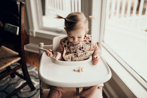 Three Little Tots Modern Silicone Baby Bib - Adjustable Fit Waterproof Catch Bibs for Mealtime