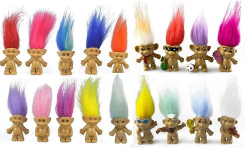 18 Packs Retro Troll Dolls Set, PVC Vintage Troll Doll for Collections and Party Favors