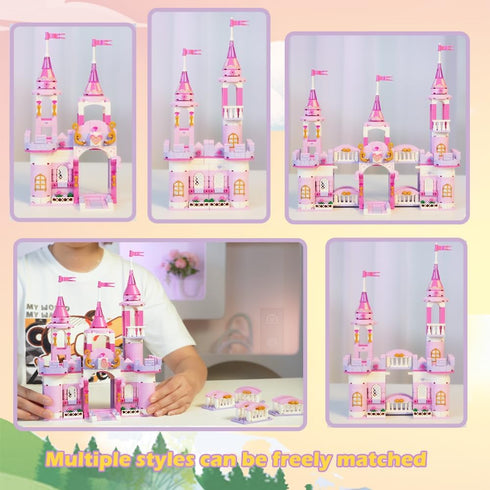 541 6-12 Princess Castle Girls Building Blocks Toys Pieces Multi Shaped Castle Hot Air Balloon Toys for Girls