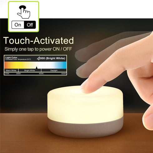 RTSU Dimmable Rechargeable Mini Touch Night Light, Wireless LED Lamp for Kids - Portable, Nursery Lamp