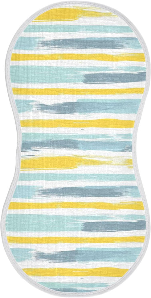 decor gift Cotton Muslin Burp Cloths Easy Care Gray Blue and Pale Yellow Stripe