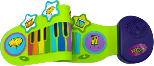 3+ Playset 32 MUKIKIM Jr Piano and Drum Duo - Portable Flexible Piano & Drum Pad Toy for Ages Kids. Educational