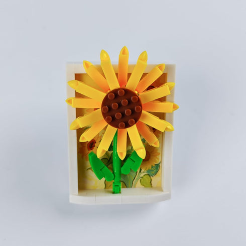 Sacblirr 3D Set Sunflowers Mini Flower Picture Frame Micro Building Toy Block Decor Bouquet Collection Botanical Plant