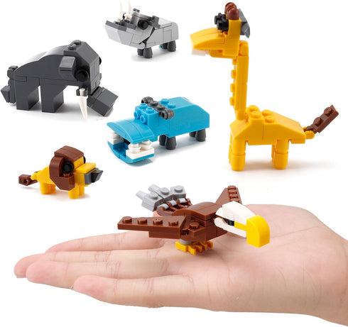 Wild Safari Toys - 12 Surprise Animal Eggs Standard Size Building Blocks STEM Toys - Educational Kids 3D Puzzle Party
