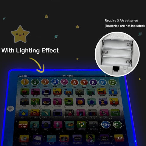 Kids Tablet Learning Pad, Toddler Tablet with ABC Word Song Music Number for Educational Preschool Boys & Girls