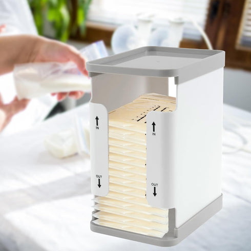 ZJRDYYK 60 OZ Breastmilk Storage Container, Freeze Organizer for Breast Milk Storage Bags, First-in First-Out Breast