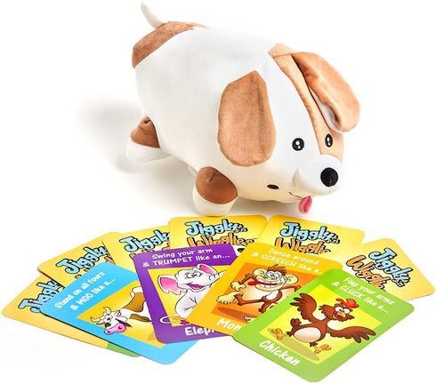 Cuddle Barn Jiggly Wigglies Puppy, Animated Interactive Stuffed Animal Dog Plush Toy with Cards, 11 inches