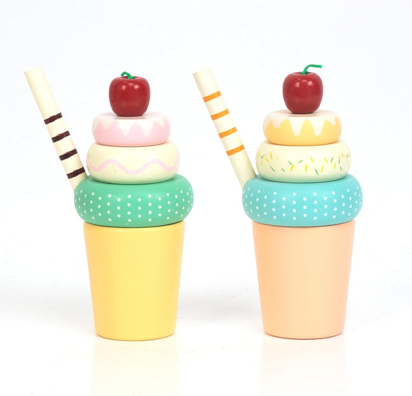 Wooden Ice Cream Toys for Kids, Pretend Play Food Toy for Toddlers