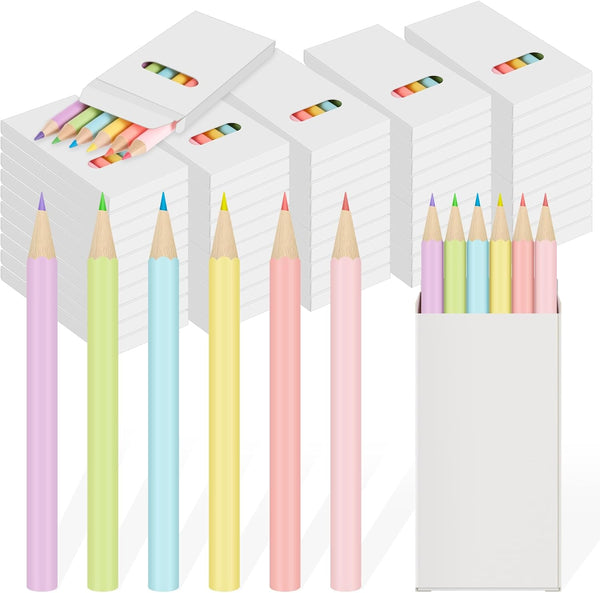 Ctosree 50 Packs Mini Pastel Colored Pencils Bulk 3.5'' Coloring Drawing Pencil