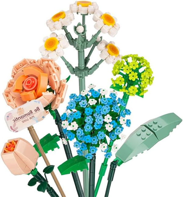 Flower Bouquet Building Blocks Set, Creative Artificial Eternal Flower Plant Models, Home