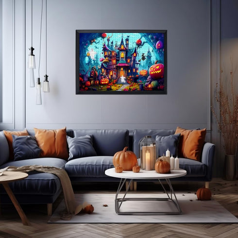 Halloween Puzzle for Adults - 1000 Pieces, Horror Haunted House Puzzle, Holiday Party Gifts