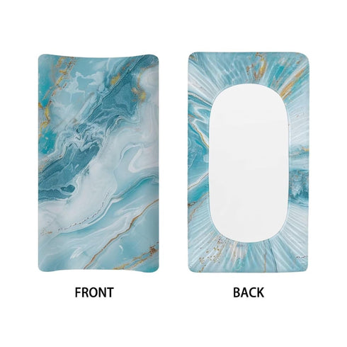Teal Marble Diaper Change Table Covers Washable Changing Pad Cover for Baby Easy to Install Baby Nursery Diaper