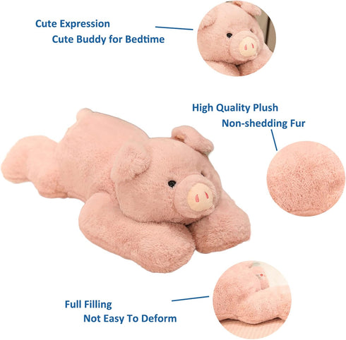 Weighted Stuffed Animals, 3.3 lbs Weighted Pig Plush Toy, Throw Pillow Gifts for Boys Girls, 19.6 inch
