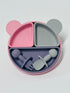 MIX COLOR SILICON BABY FEEDING SET, BABY LED WEANING SUPPLIES, BABY EATING SUPPLIES (Pink Grey Purple)