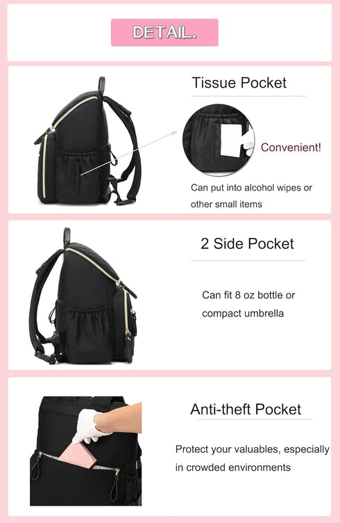 Generic Backpack Essential Mom Bag: Diaper Bag for Moms, Baby, and Pregnant Women - Travel with Wet/Dry Compartments