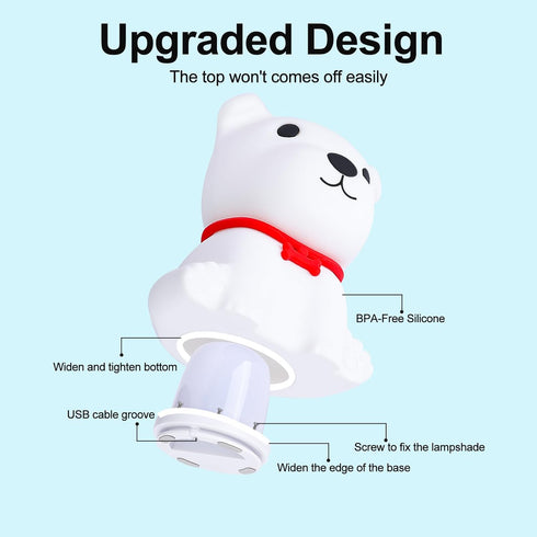 Dimmable Tremdwoto Dog Night Light for Kids,Cute Colorful Night Light with Remote Baby Girl Squishy Night Lights Lamp