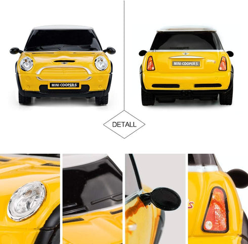 RASTAR Mini Cooper 1:24 RC Car, Yellow Remote Control Toy for Kids