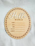 Kemmintvn Hello World Baby Wooden Ornament, Newborn Birth Announcement Plaque, Baby Milestone Keepsake, Nursery Decor