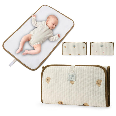 GKOXUQ Portable Baby Changing Pad Foldable & Water Proofing Mat Built-in Mesh Pocket for Newborns and Parents During