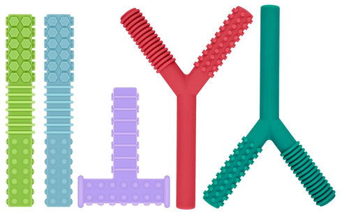 ERKOON Sensory Chew Toys for Autistic Children, 5 Pack Silicone Chewy Tube Oral Motor Tools for Sensory Kids