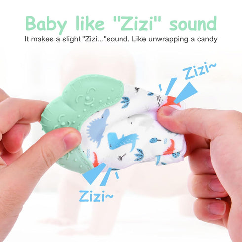 2 Pack Silicone Teething Mitt, Safe Infant Teething Mitten for Pain Relief, Prevent Scratches, 0-12 Months