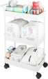 Volnamal Baby Diaper Caddy, Plastic Movable Cart for Newborn Nursery Essentials Diaper