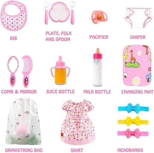Set 14-16 Inch 18 Inch Set BNUZEIYI Baby Doll Accessories - Feeding and Caring with Bottles Doll Diaper and Changing