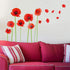 Esmee DIY Red Poppies Wall Decals, Beautiful Flowers Vines Stickers for Living Room Bedroom Nursery