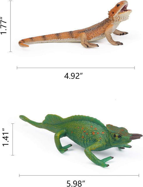 UANDME 8 Pcs Lizard Animal Figurines, Realistic Reptile Figures, Chameleon Prank Props Scary Toy Playset