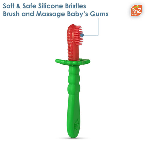 Razbaby RaZberry Baby Teether & Toothbrush, BerryBumps for Sore Gums, Perfectly Sized, 1 Oz