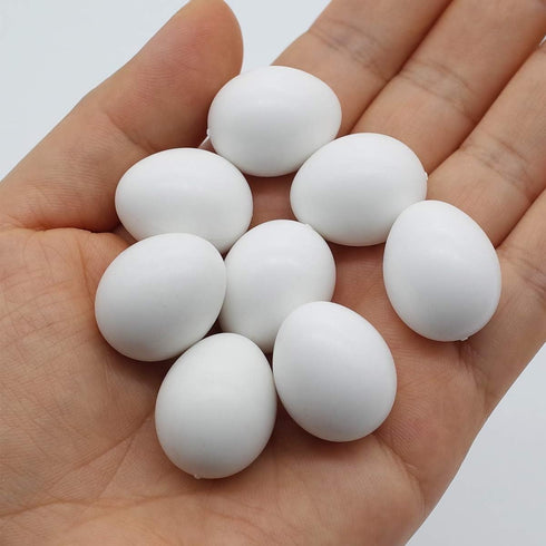 FOIBURELY 8 Eggs19mm*16mm Pcs Solid Parrot Plastic Eggs Hatching Eggs ParrotletBudgie ParakeetDiamond Dove Trick The
