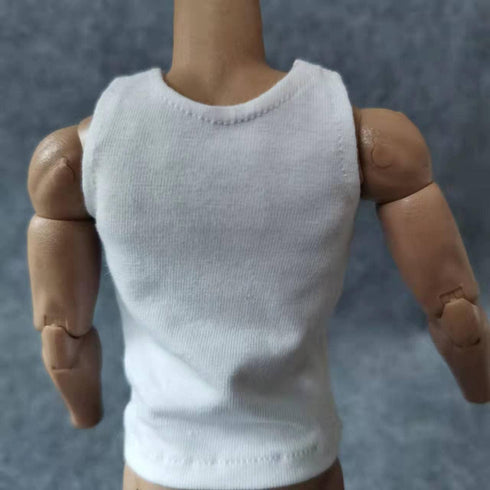 1/6 Custom Scale T-Shirt Sleeveless Vest Clothes for 12" Male & Female Action Figures (Black + White)