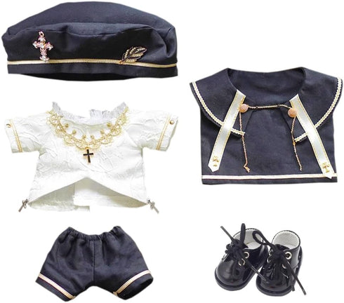 niannyyhouse Doll Clothes Accessories for 20cm Plush Toy - European Style Hat, Shirt, Pants, Shawl, Leather Shoes (20cm)