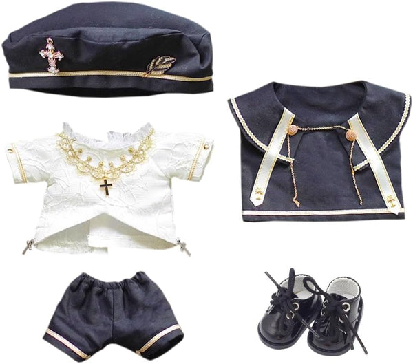 niannyyhouse Doll Clothes Accessories for 20cm Plush Toy - European Style Hat, Shirt, Pants, Shawl, Leather Shoes (20cm)