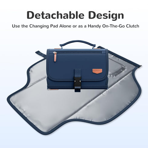 Portable Diaper Changing Pad with Shoulder Strap, Detachable Travel Changing Pad with Baby Wipes Pocket, Gifts for Baby
