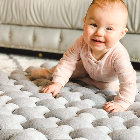 Tummy Wonder Space Knotted Braided Plush Mat, Baby Infant Newborn Time Playing Nursery Rug Knot Floor Cushion, Handmade