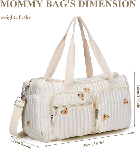 Mommy Cute Diaper Bag Tote Quilted Duffle Bag Large Diaper Bag Soft Hospital Maternity Bag Nappy Storage