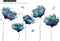 Amaonm Creative Removable 3D Light Blue Dream Flower Wall Sticker, Peel Stick Home Art Decor for Girls Bedroom